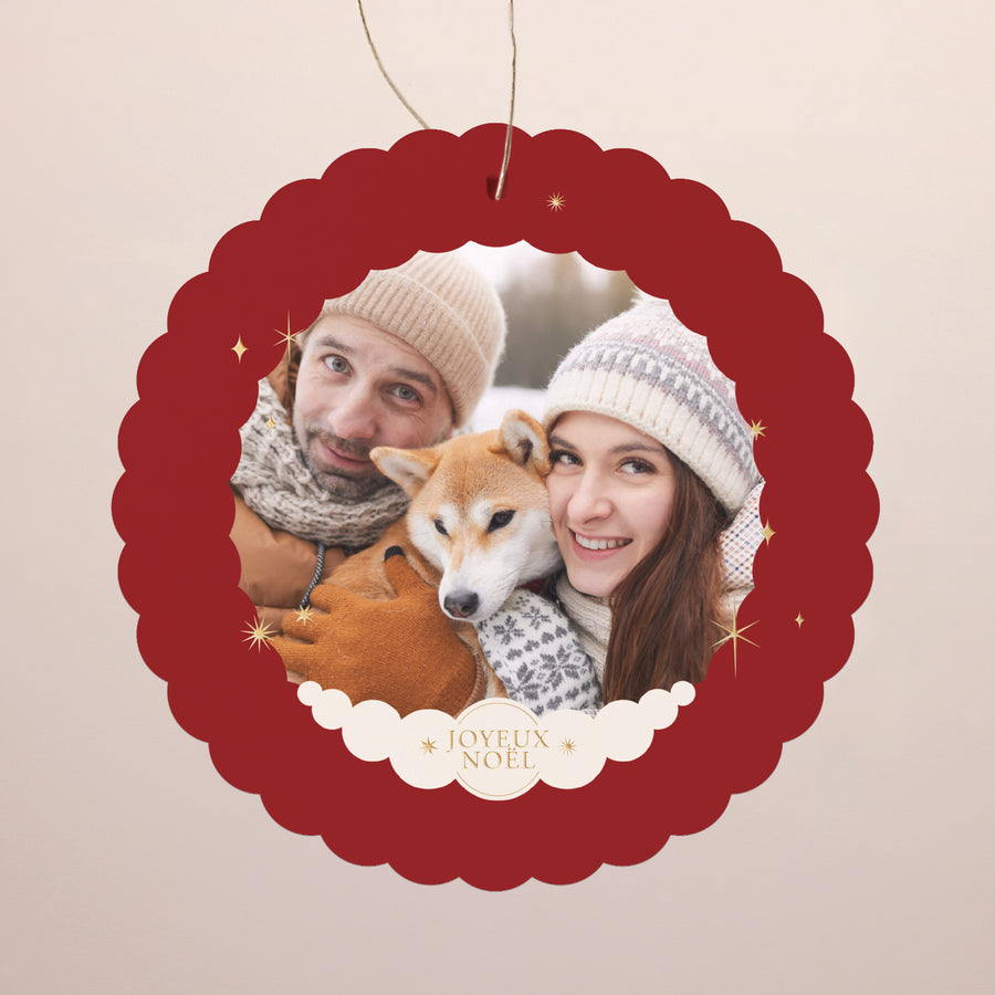 Carte de voeux Fin d'année À suspendre Chaleur de Noël photo