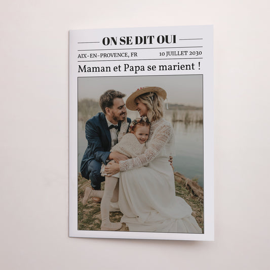 Faire-part Mariage Journal L'Amour à la une photo