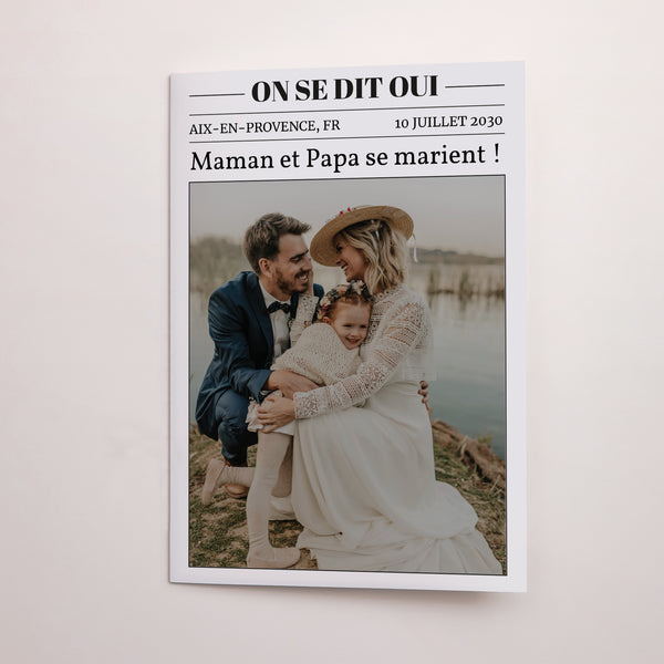 Faire-part Mariage Journal L'Amour à la Une photo
