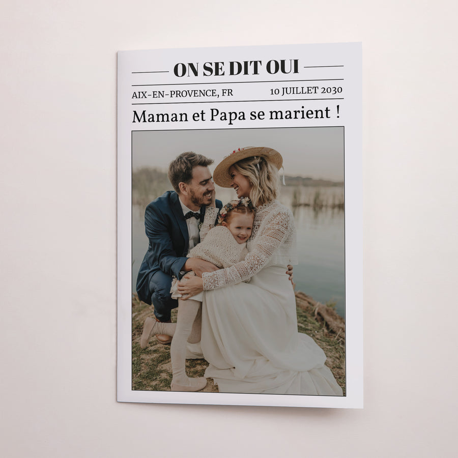 Faire-part Mariage Journal L'Amour à la une photo