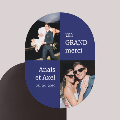 Remerciements Mariage Lot de 8, magnétique, ovale Un GRAND merci photo N° 1