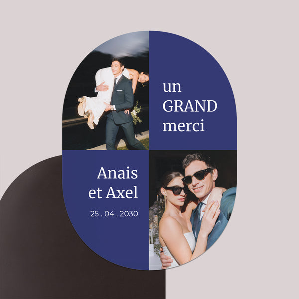 Remerciements Mariage Lot de 8, magnétique, ovale Un GRAND merci photo
