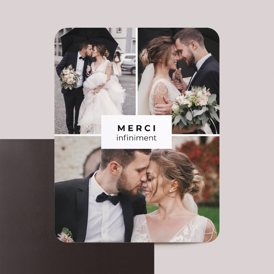 Remerciements Mariage Lot de 8, magnétique, rectangle coins arrondis merci infiniment photo
