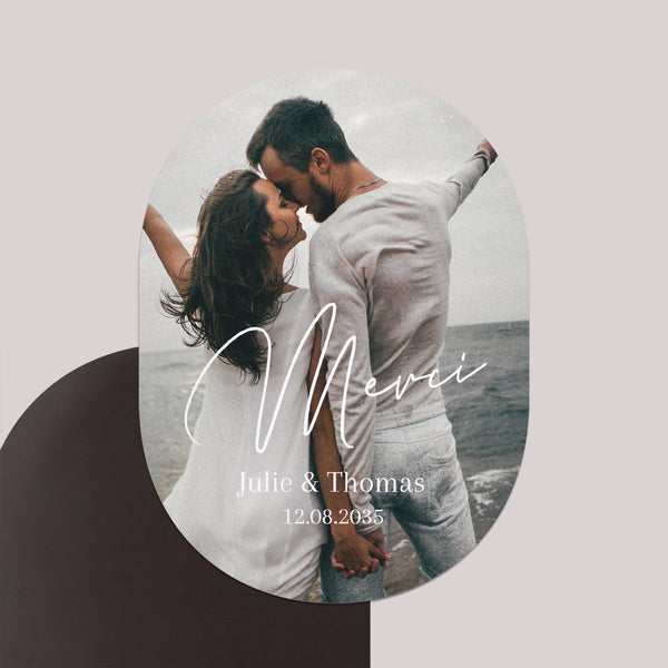 Remerciements Mariage Lot de 8, magnétique, ovale Love you III photo