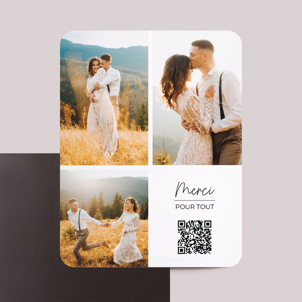 Remerciements Mariage Lot de 8, magnétique, rectangle coins arrondis Le mariage de nos rêves photo