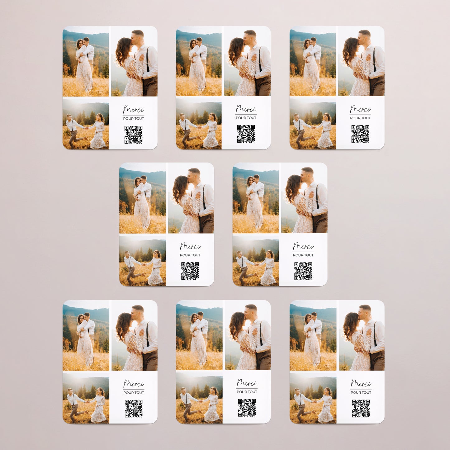 Remerciements Mariage Lot de 8, magnétique, rectangle coins arrondis Le mariage de nos rêves photo N° 3