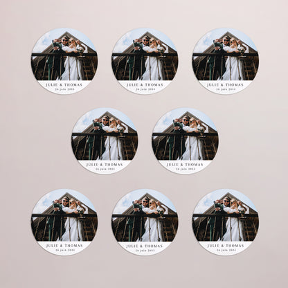 Remerciements Mariage Lot de 8, magnétique, rond, Ø 10cm Le grand bonheur photo N° 3