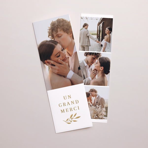 Remerciements Mariage Marque-page photo Remerciement en or photo