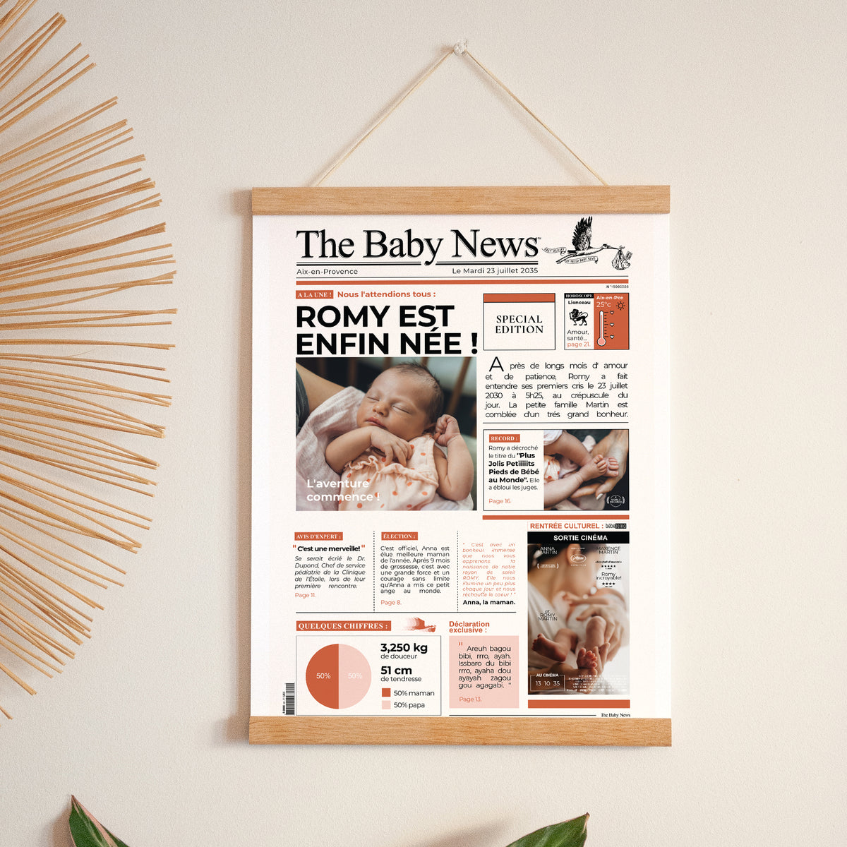 Affiche Naissance Portrait 30 x 40 cm The baby news photo N° 1