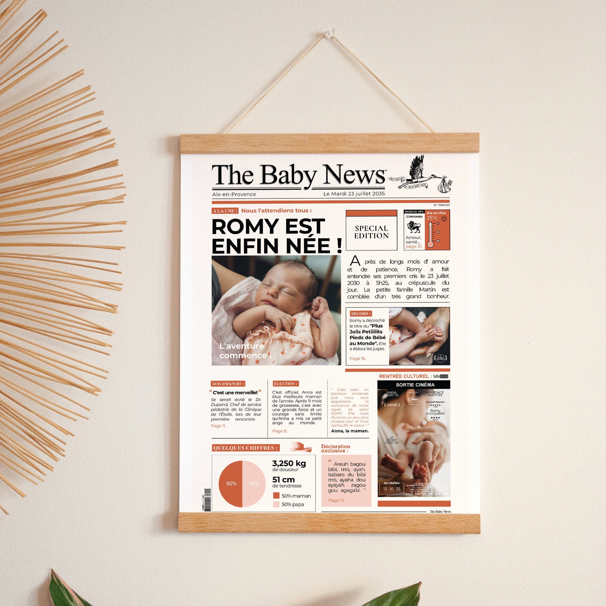 Affiche Naissance Portrait 30 x 40 cm The baby news photo N° 1