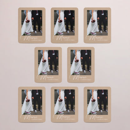 Remerciements Mariage Lot de 8, magnétique, rectangle coins arrondis Simplement Merci photo N° 3