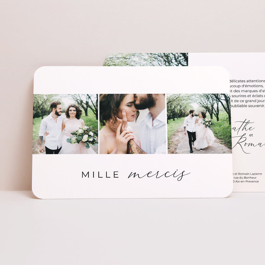Remerciements Mariage Paysage, bords arrondis millier de mercis photo