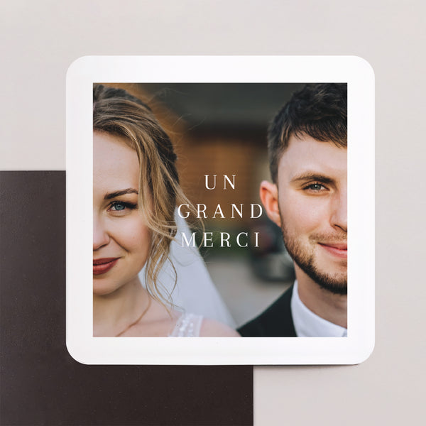 Remerciements Mariage Lot de 8, magnétique, carré coins arrondis De tout cœur ! photo