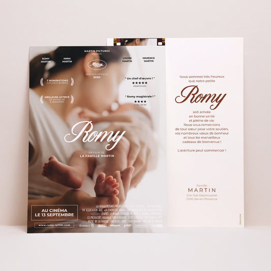 Faire-part Naissance Grand format rectangle Mon premier film photo