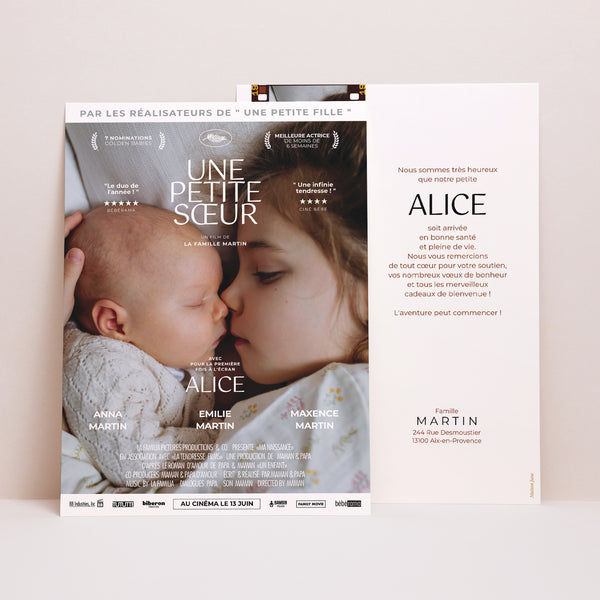 Faire-part Naissance Grand format rectangle Long-métrage photo