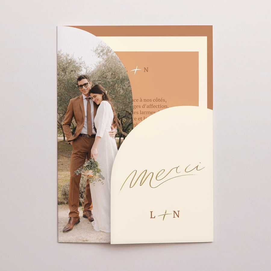 Remerciements Mariage Pochette 2 cartes Chaleureux mercis photo