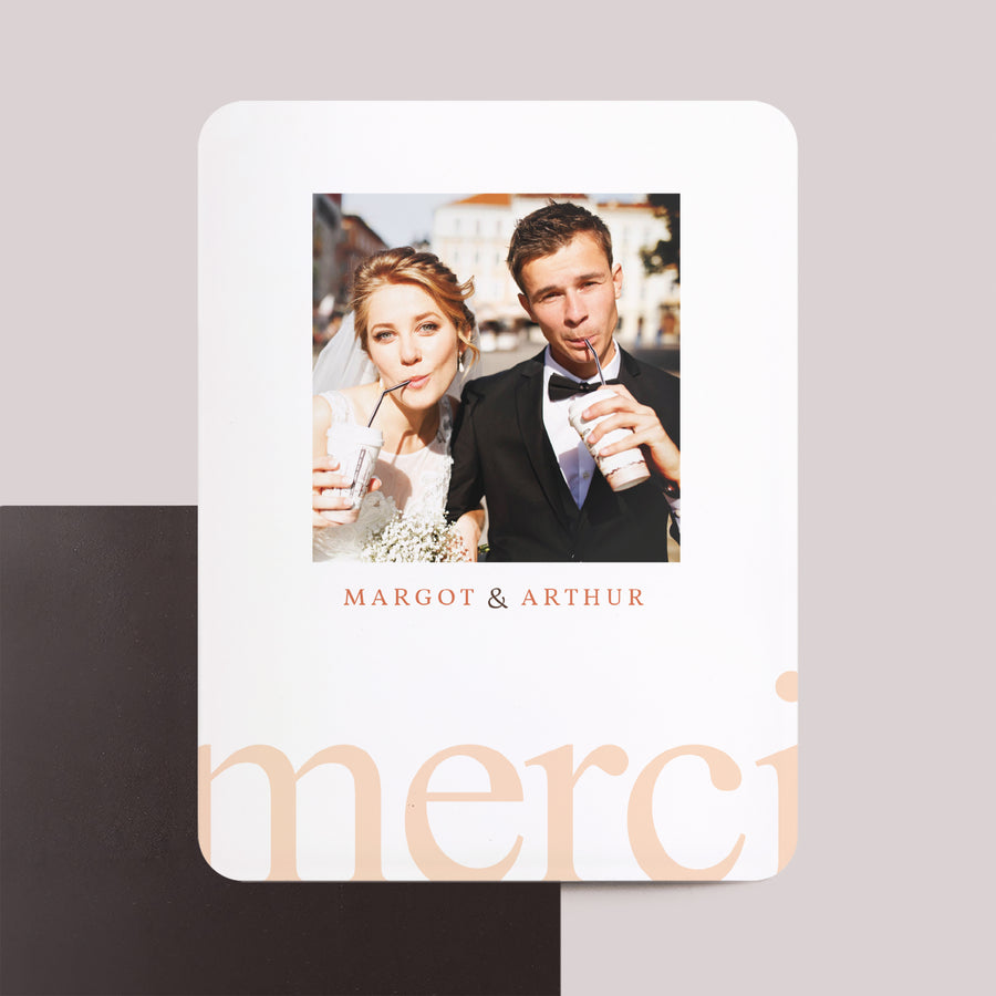 Remerciements Mariage Lot de 8, magnétique, rectangle coins arrondis Reconnaissance photo