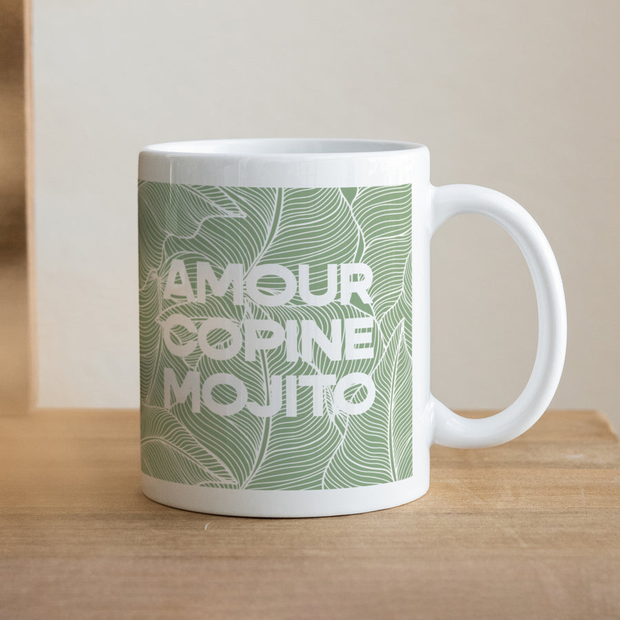 Mug Objets Blanc feuillage vert photo