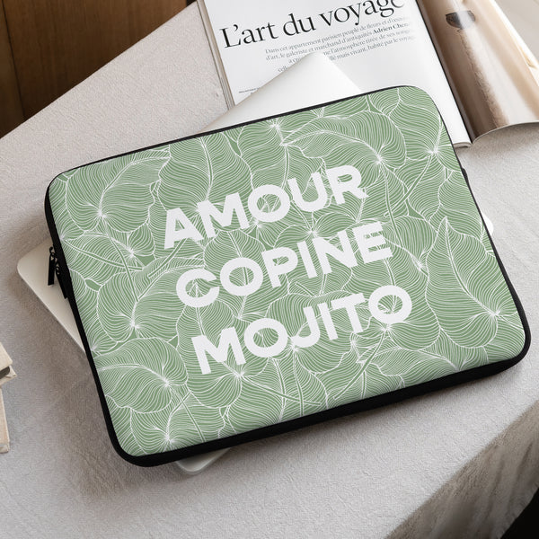 Housse ordinateur 15 pouces Feuillage vert photo