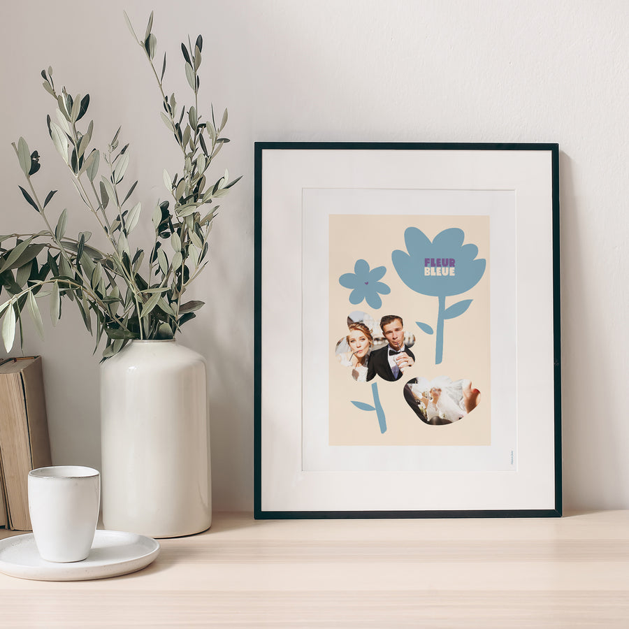 Affiche Objets Portrait Fleur bleue photo