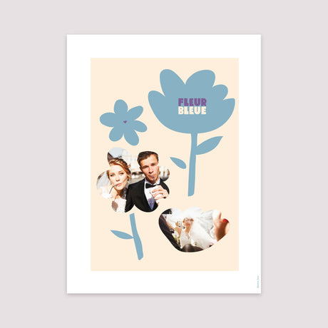 Affiche Portrait 30 x 40 cm Fleur bleue