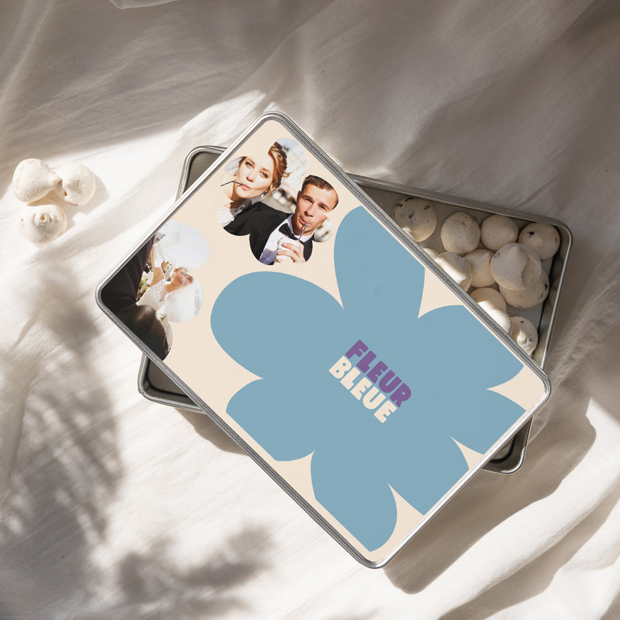Boite métallique Objets Rectangle Fleur bleue photo