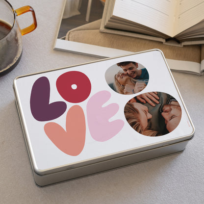Boite métallique rectangle, garnie de chocolats LOVE photo N° 2
