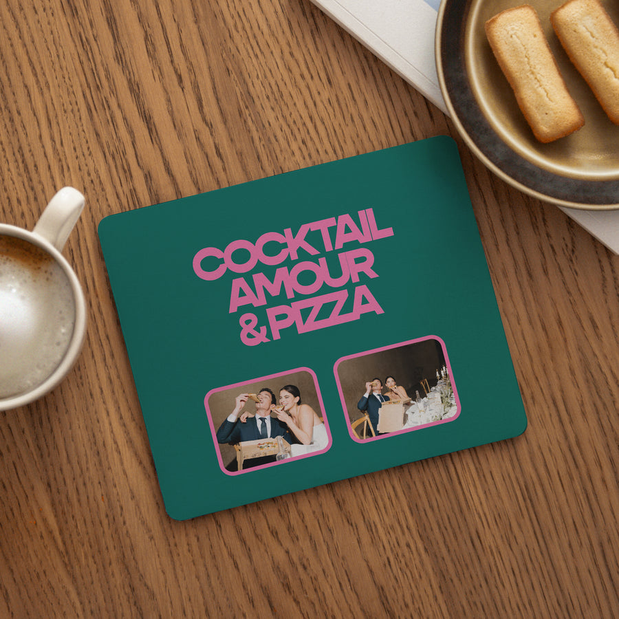 Tapis de souris Objets Rectangle Cocktail, amour et pizza photo