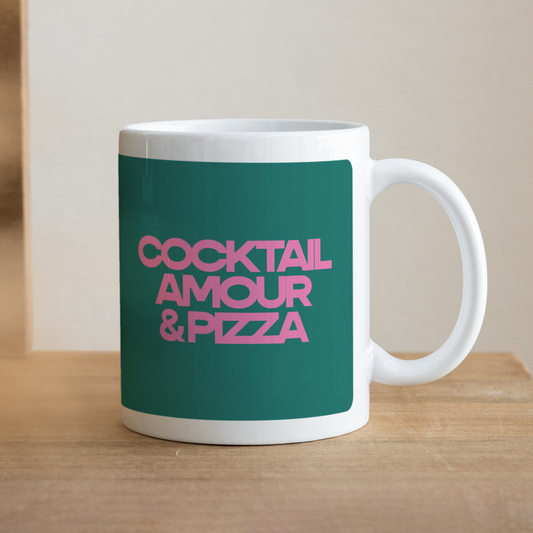 Mug Objets Blanc Cocktail, amour et pizza photo N° 1