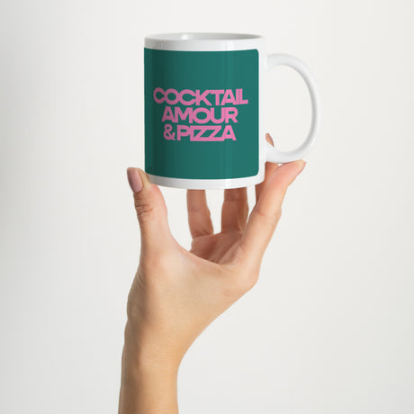 Mug Objets Blanc Cocktail, amour et pizza