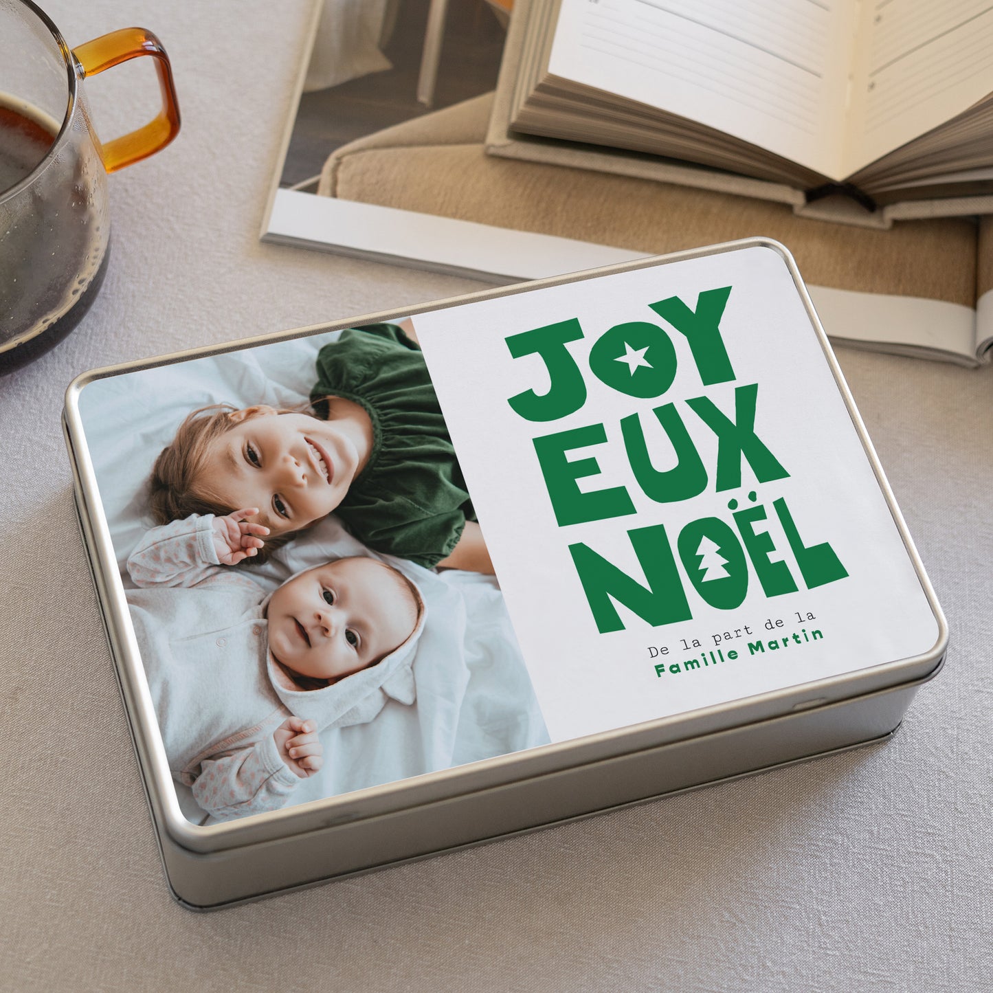 Boite métallique Objets Rectangle Joyeux Noël Vert photo N° 2