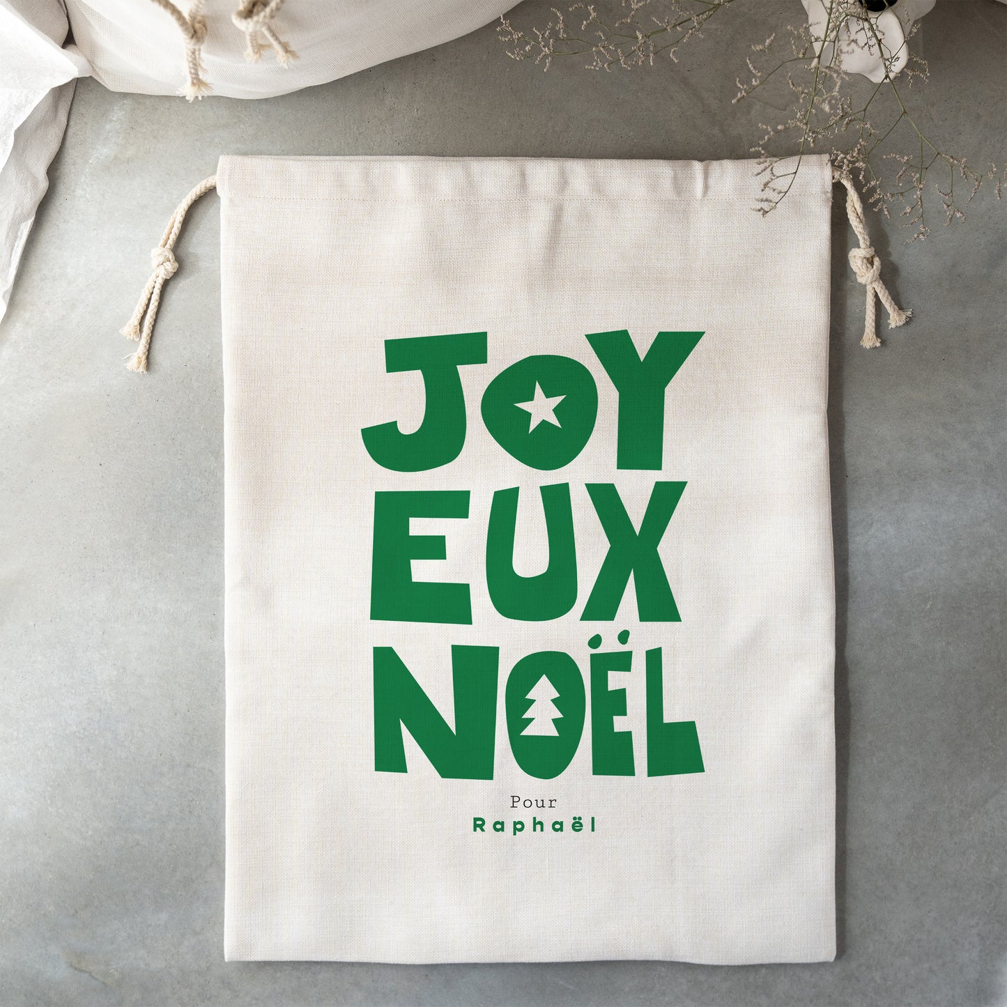 Hotte du père Noël Objets Grand format Joyeux Noël Vert photo N° 3