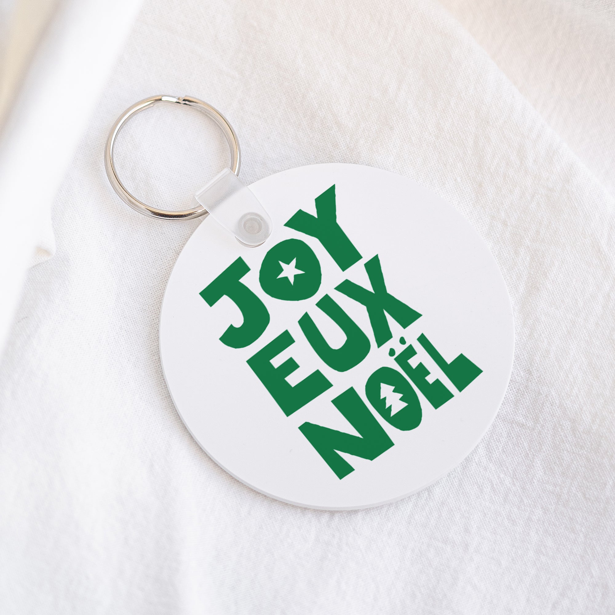 Porte-clés Objets Rond Joyeux Noël Vert photo N° 1