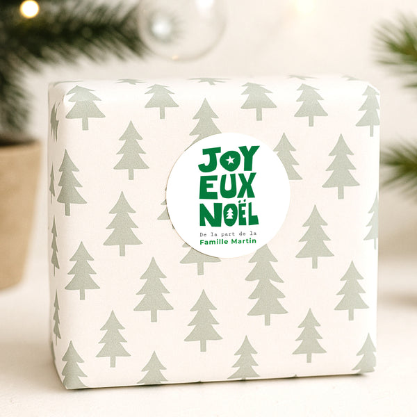 Sticker Fin d'année Rond Joyeux Noël Vert photo