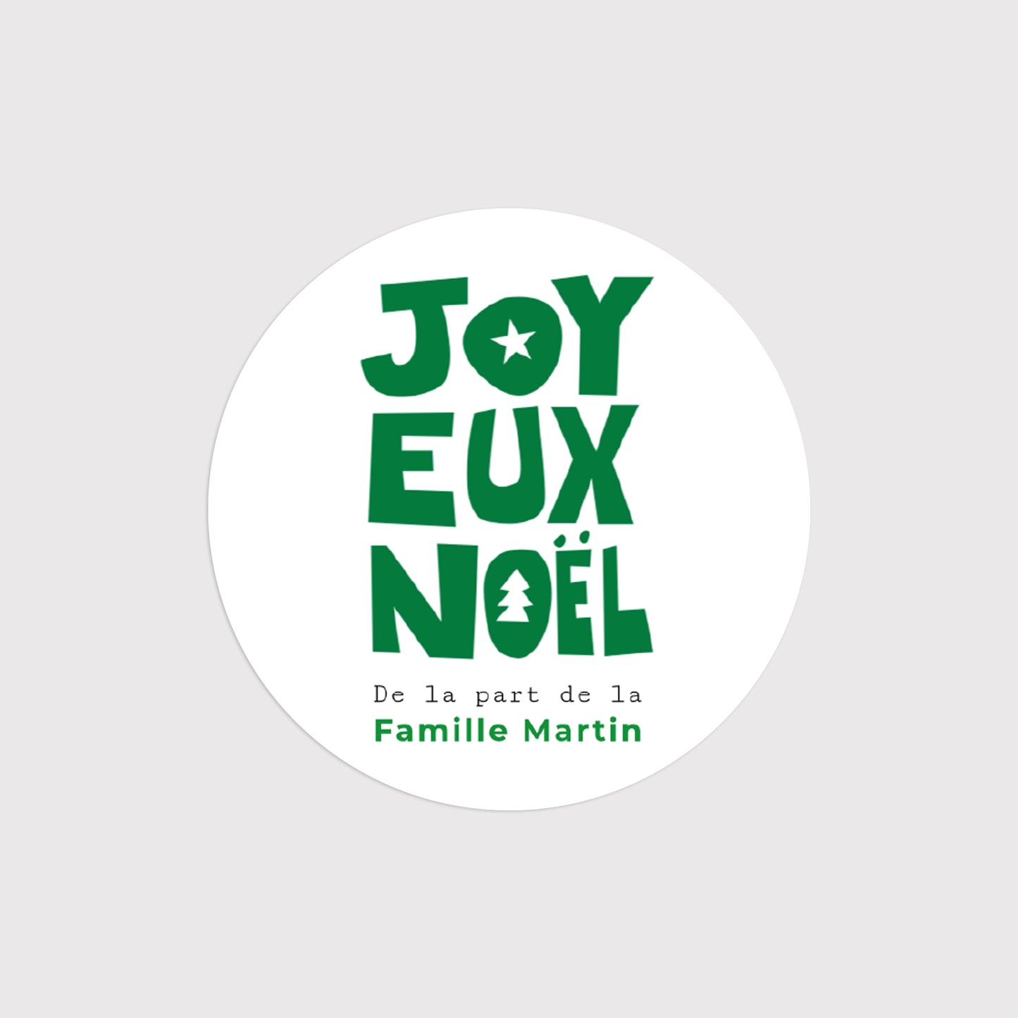 Sticker Fin d'année Rond Joyeux Noël Vert photo N° 2