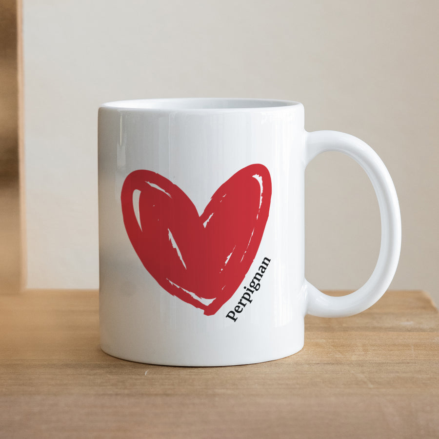 Mug Objets Blanc Ville de cœur photo