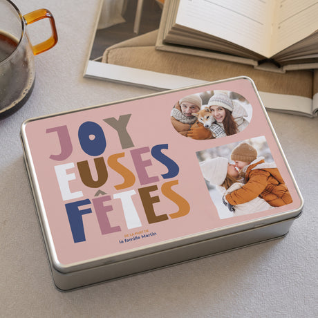 Boite métallique Objets Rectangle Joyeuses fêtes 6 couleurs