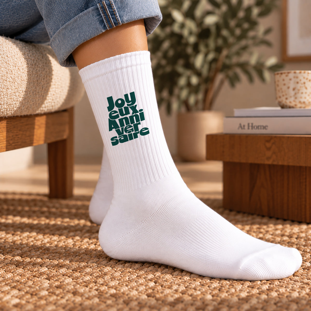 Chaussettes femme Blanches Anniversaire groovy photo N° 2