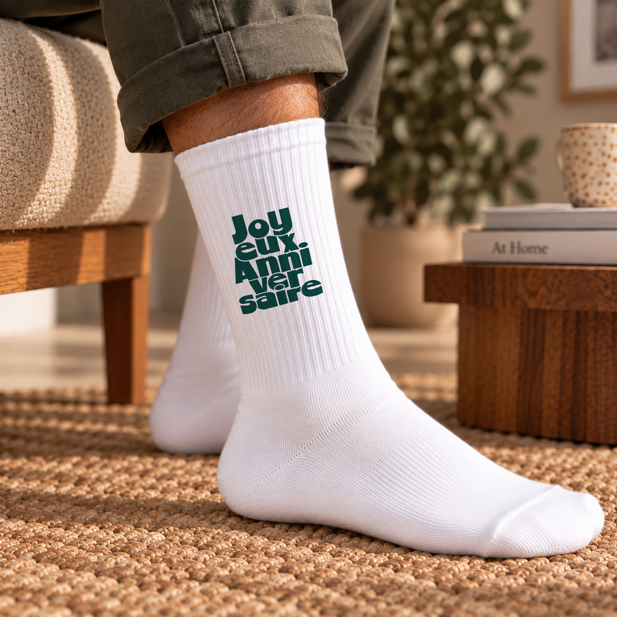 Chaussettes homme Blanches Anniversaire groovy photo N° 2