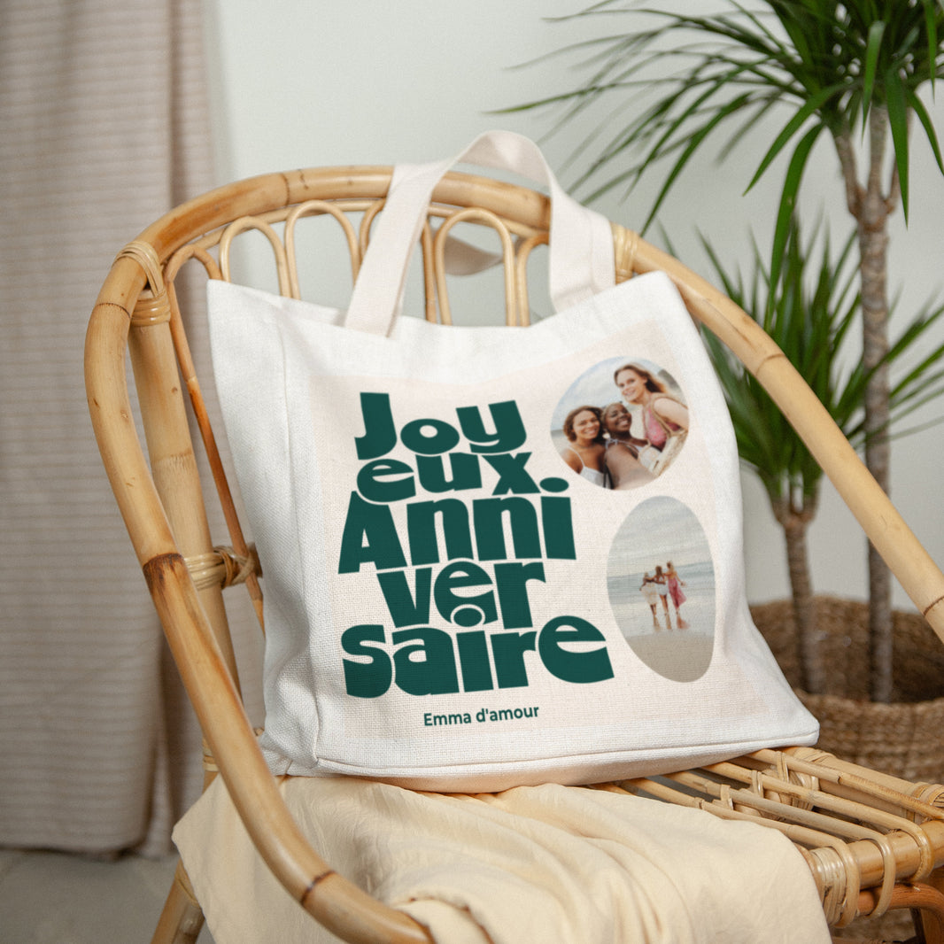 Tote bag Objets Anse en toile Anniversaire groovy photo N° 2