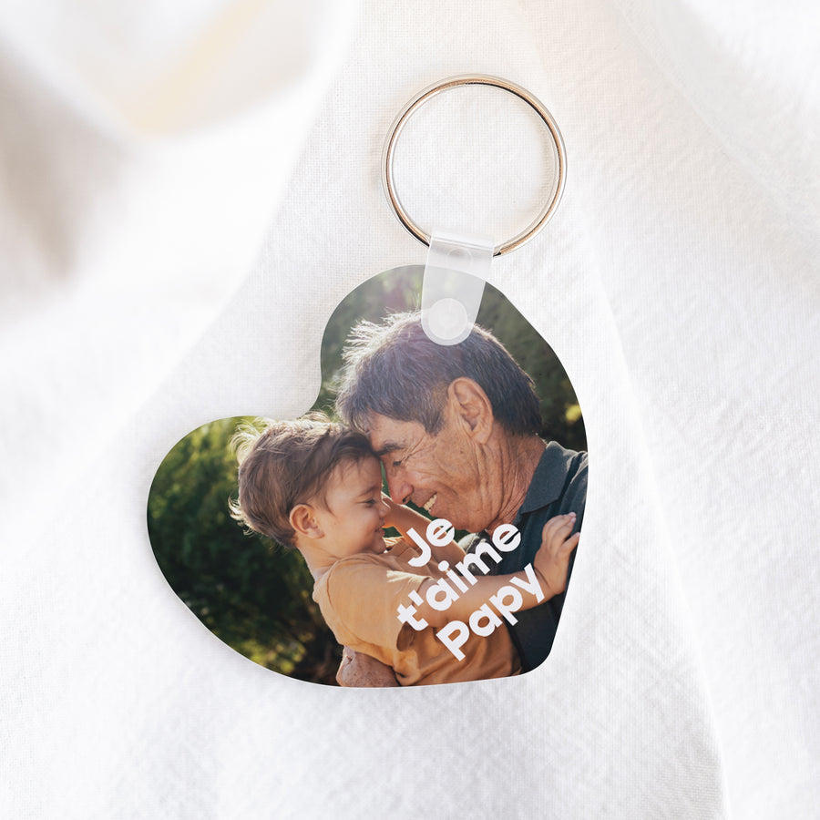 Porte-clés Objets Cœur Papy chéri photo