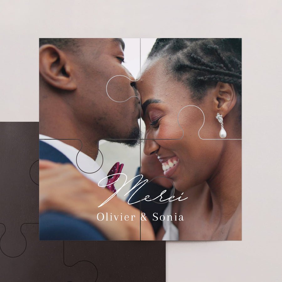 Remerciements Mariage Puzzle magnétique 4 pièces Merci à tous photo