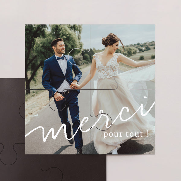 Remerciements Mariage Puzzle magnétique 4 pièces Merci à l'infini photo