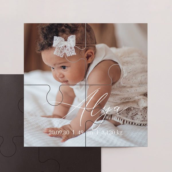 Faire-part Naissance Puzzle magnétique 4 pièces So cute photo