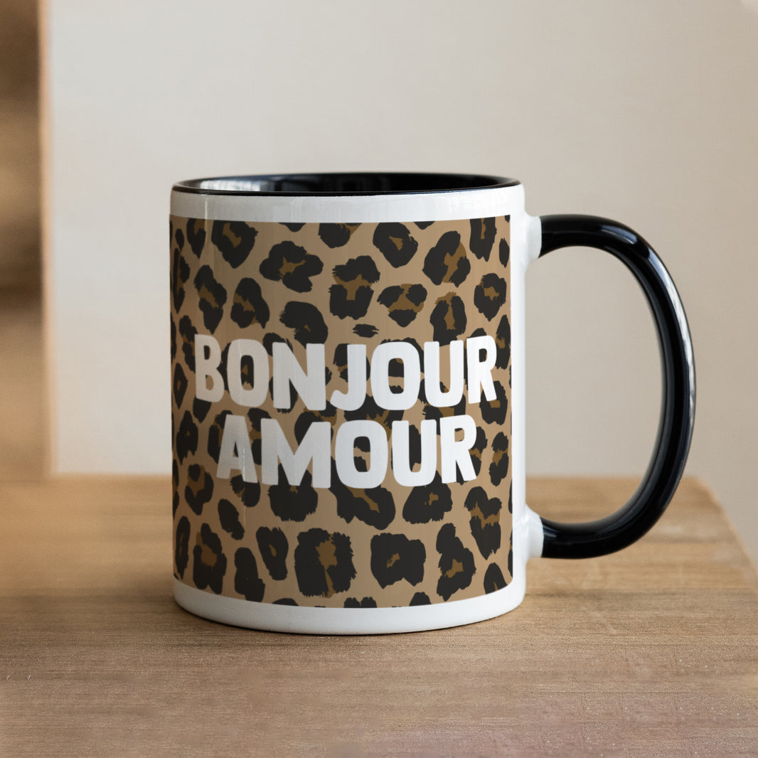 Mug Objets Noir Bonjour amour léopard photo N° 1