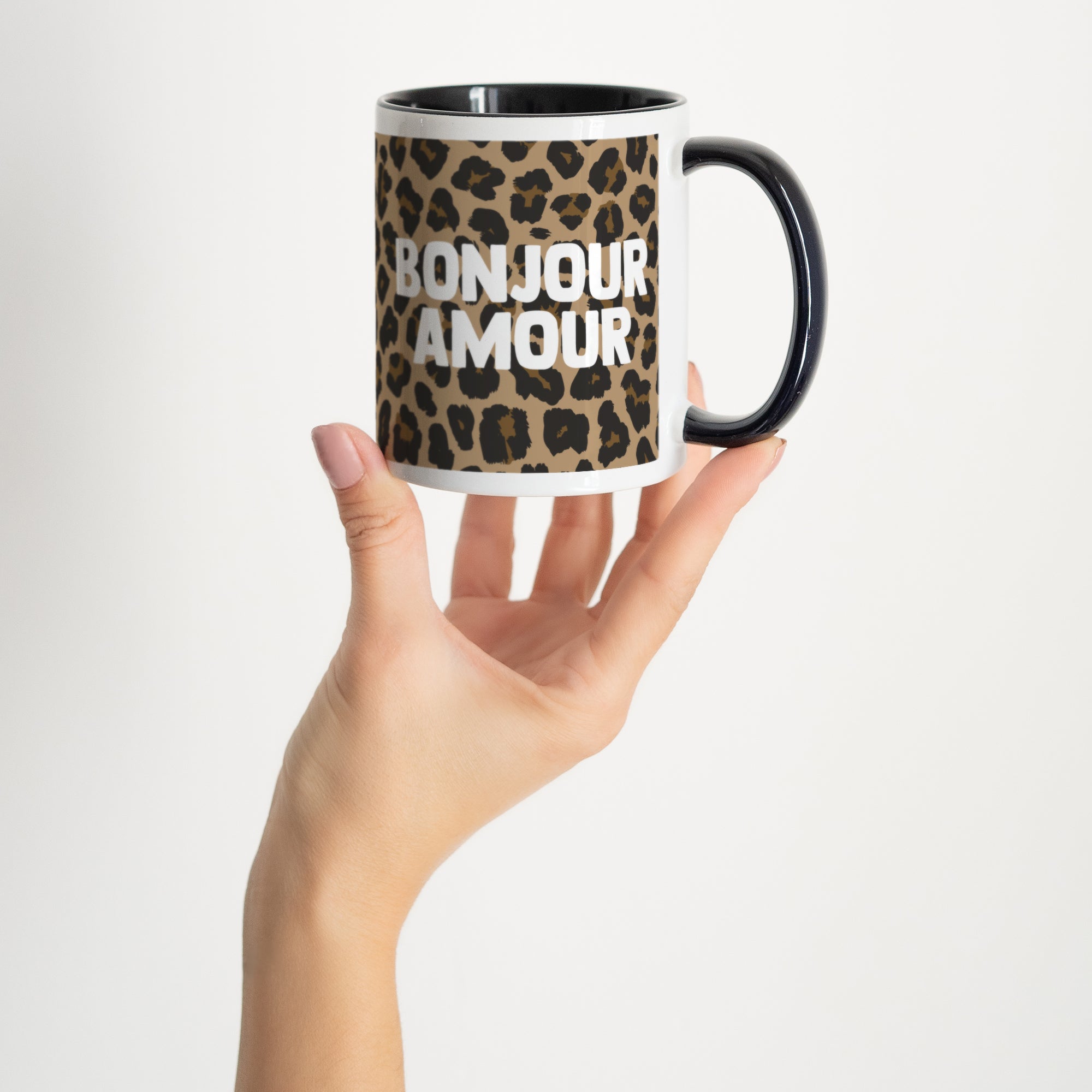 Mug Objets Noir Bonjour amour léopard photo N° 2
