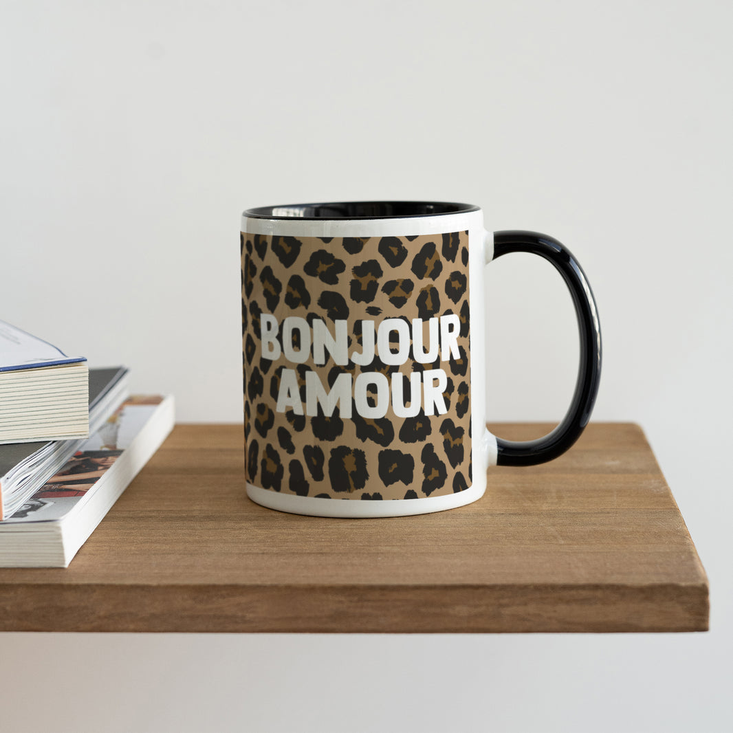 Mug Objets Noir Bonjour amour léopard photo N° 4