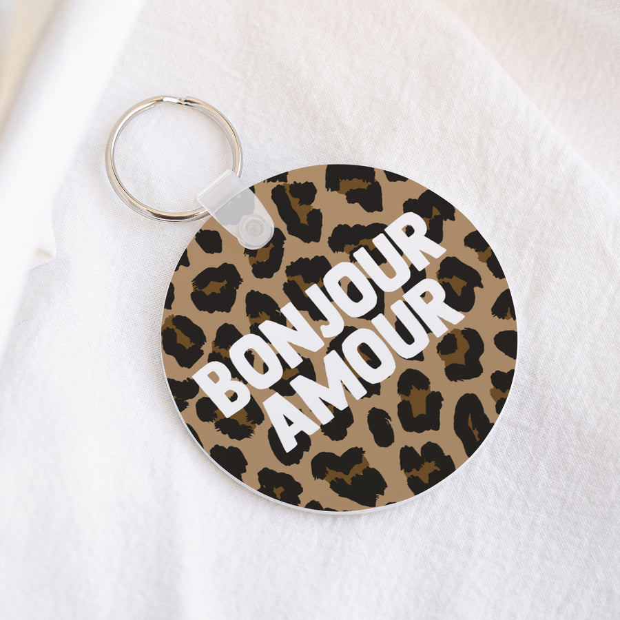 Porte-clés Objets Rond Bonjour amour léopard photo
