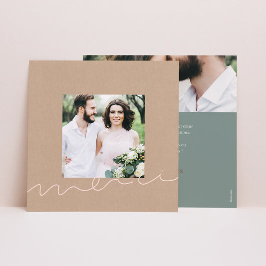 Remerciements Mariage Simple carré California photo