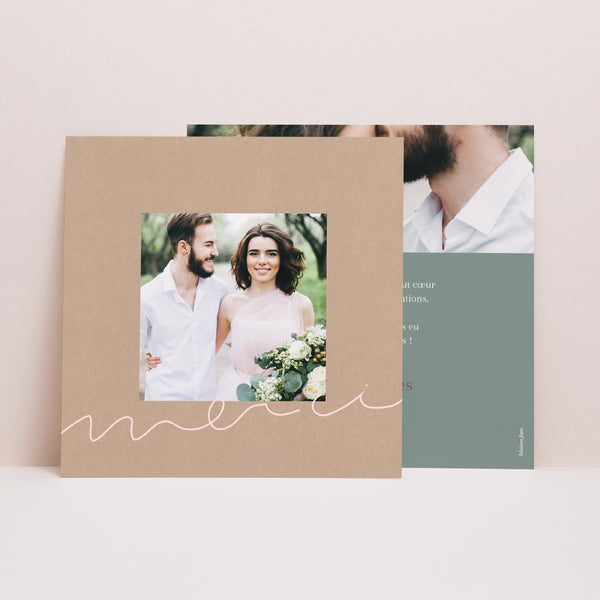 Remerciements Mariage Simple carré California photo